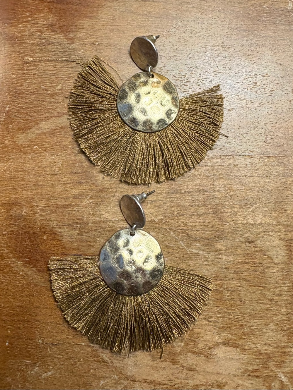 Gold Tassel Fan Drop Earrings